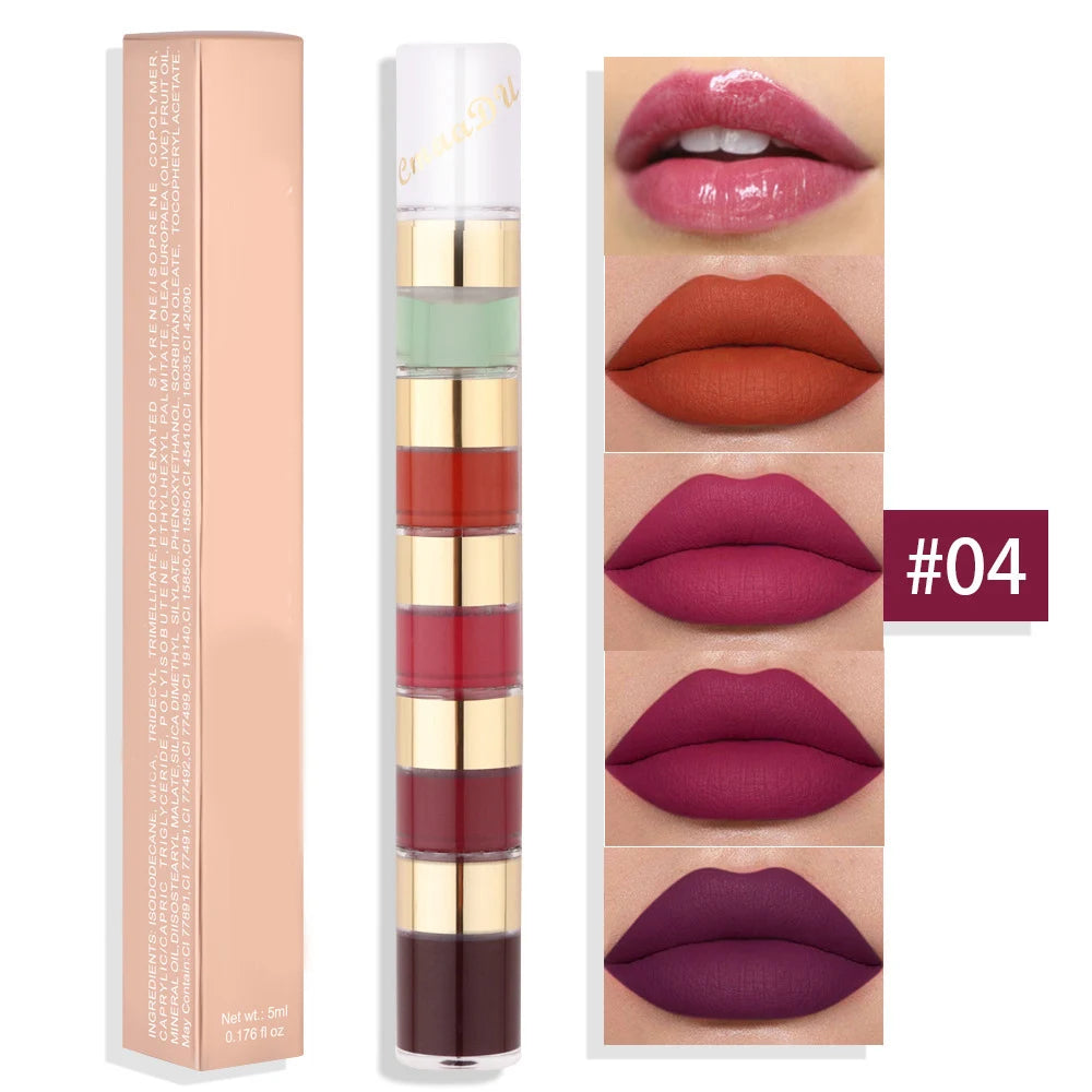 Long Lasting Lip Gloss Mini Lipstick Set Matte Lipstick Makeup Set Velvet 5 in 1 Odm Oem