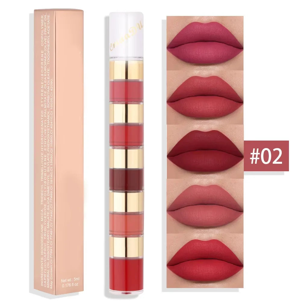 Long Lasting Lip Gloss Mini Lipstick Set Matte Lipstick Makeup Set Velvet 5 in 1 Odm Oem