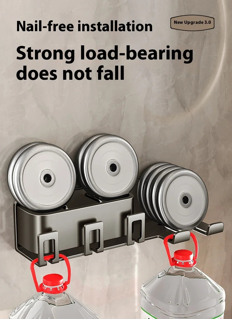 Gun Grey Non-Perforated Wall-Mounted Electric Rack Integrated Toilet Storage for Toothbrush Mouthwash Cup Hair Storage Holder