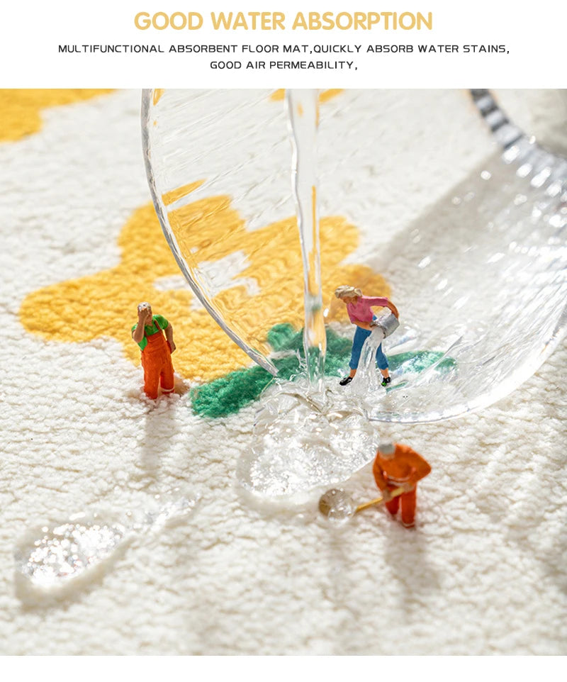 Tapis de sol doux absorbant et antidérapant, tapis de fleurs de texte frais, tapis d'entrée de maison, tapis de chambre à coucher, tapis de toilette, coussin de pied HODoor