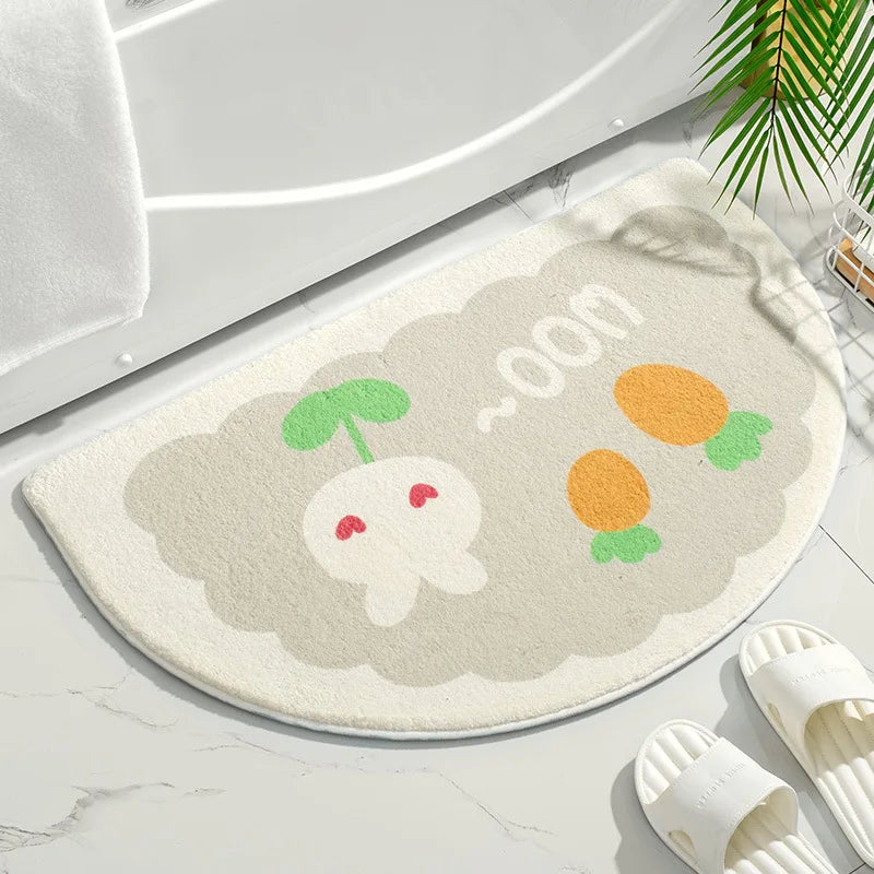 Tapis de sol doux absorbant et antidérapant, tapis de fleurs de texte frais, tapis d'entrée de maison, tapis de chambre à coucher, tapis de toilette, coussin de pied HODoor
