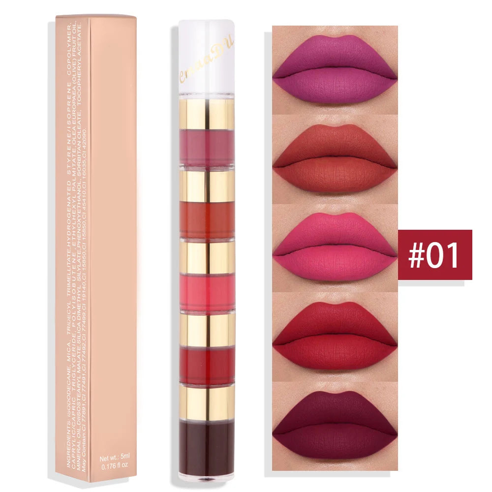 Long Lasting Lip Gloss Mini Lipstick Set Matte Lipstick Makeup Set Velvet 5 in 1 Odm Oem