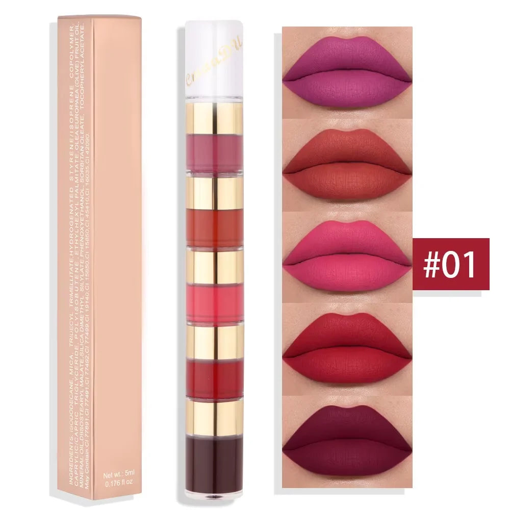 Long Lasting Lip Gloss Mini Lipstick Set Matte Lipstick Makeup Set Velvet 5 in 1 Odm Oem