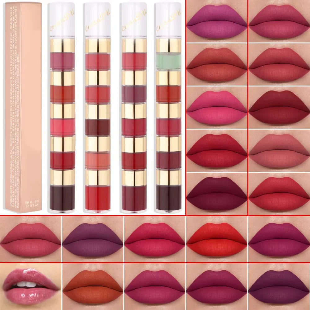 Long Lasting Lip Gloss Mini Lipstick Set Matte Lipstick Makeup Set Velvet 5 in 1 Odm Oem