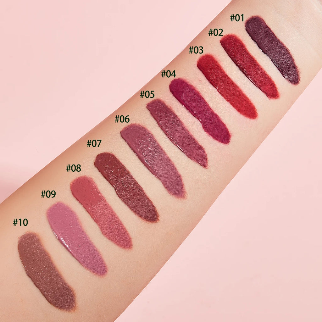 Ensemble de maquillage pour vernis à lèvres rouge, 10 couleurs, exquis, pratique, confortable, Portable, facile à appliquer