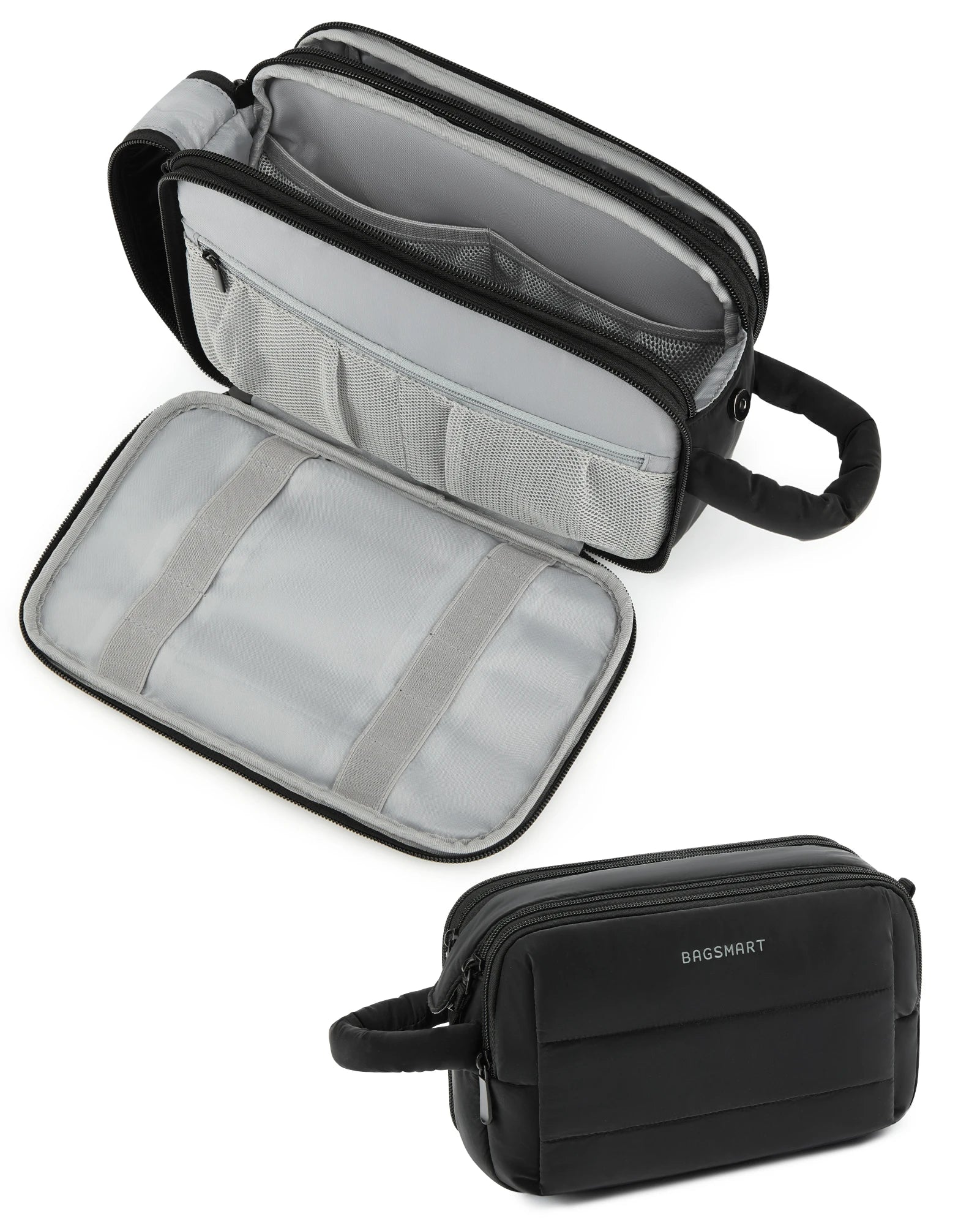 BAGSMART trousse de toilette de voyage sac cosmétique étanche pour femme sac de rangement de produits de soins de la peau de grande capacité sac de bain sec et humide