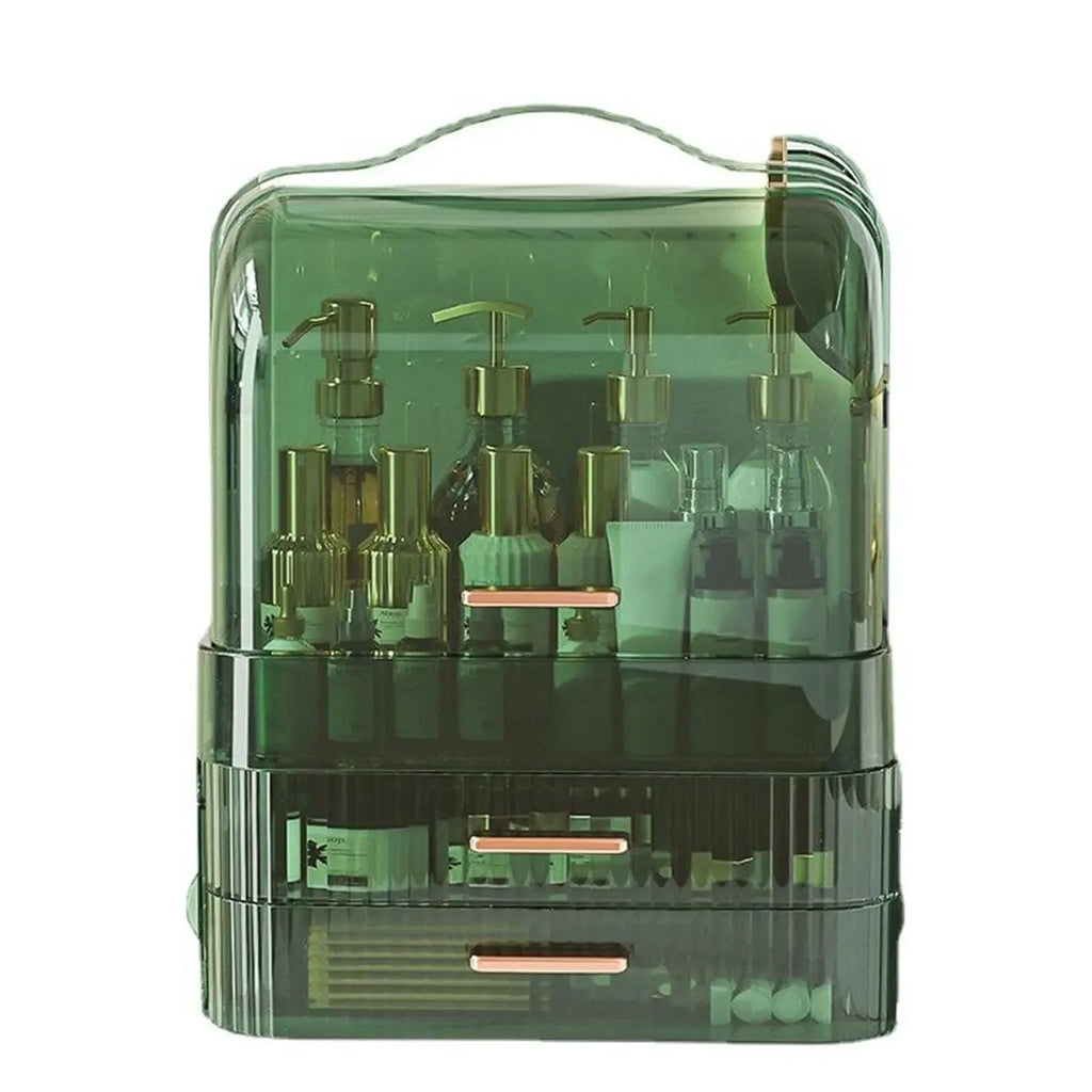 Boîte de rangement de cosmétiques avec couvercle et poignée, grande boîte de rangement de maquillage, tiroirs pour vitrines de soins de la peau, comptoir de salle de bain