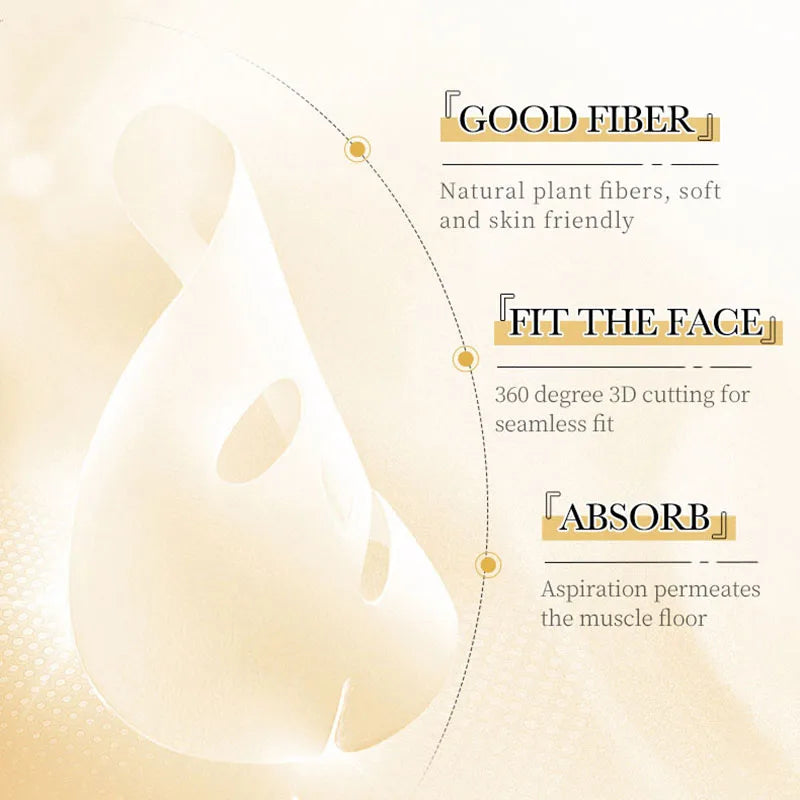 10 pièces SADOER 24K or vitamine C acide hyaluronique masque Facial hydratant raffermissant hydratant masques faciaux produits de soins de la peau