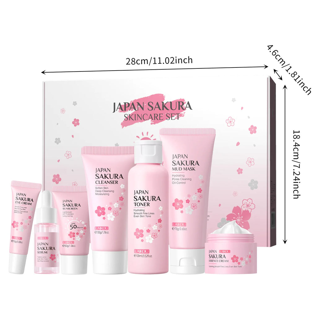 LAIKOU nettoyage Laikou hydratation hydratante japon fleur de cerisier soin de la peau 7 pièces masque de boue édition ensemble de soins du visage