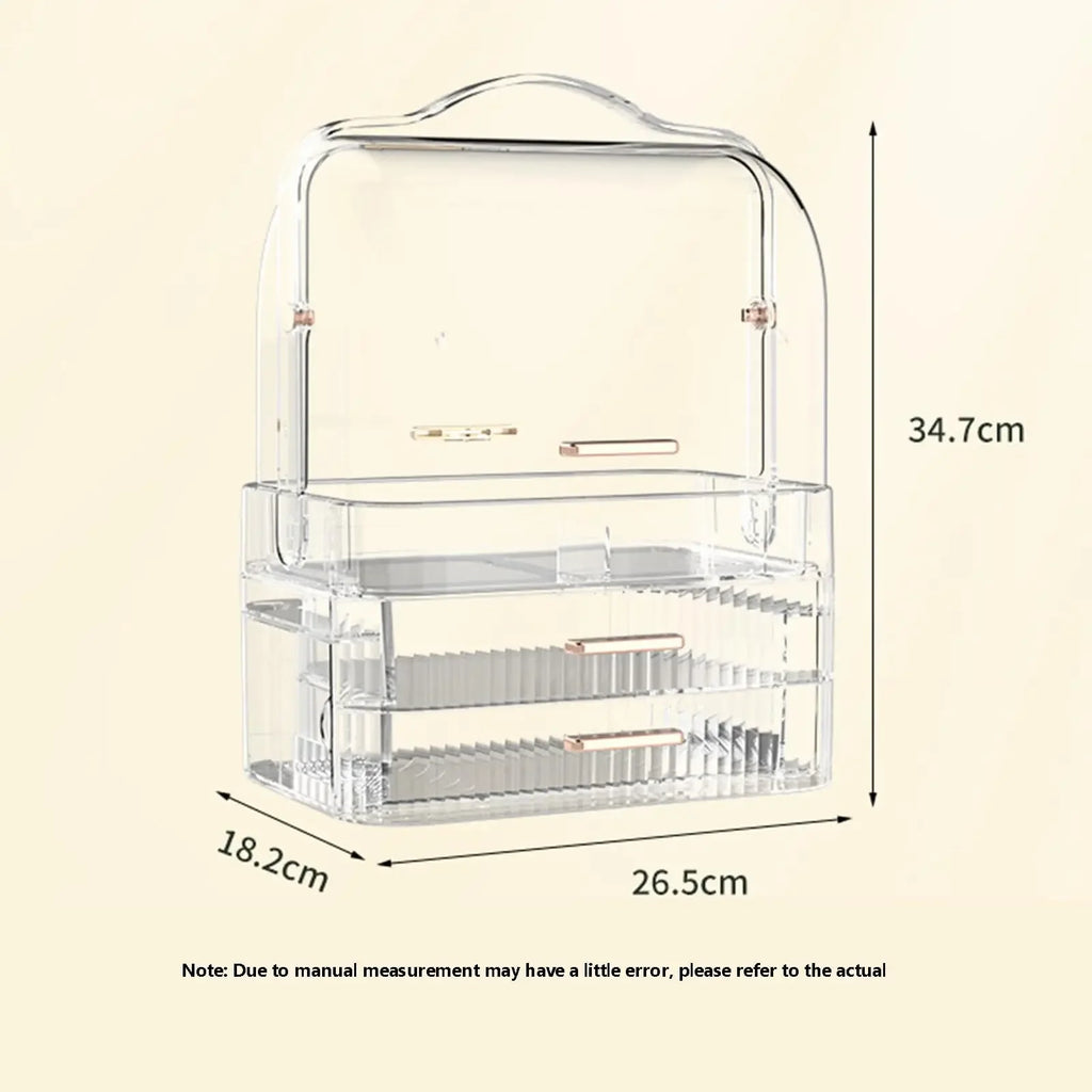 Boîte de rangement de cosmétiques avec couvercle et poignée, grande boîte de rangement de maquillage, tiroirs pour vitrines de soins de la peau, comptoir de salle de bain