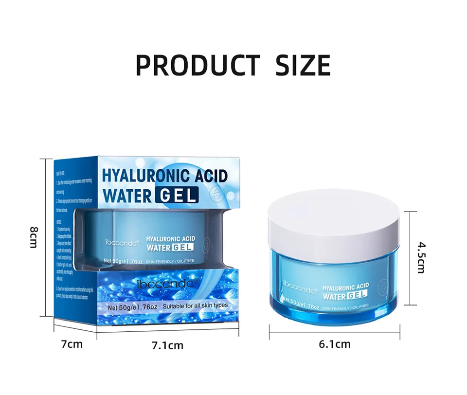 Gel d'eau hydratant à l'acide hyaluronique/crème hydratante pour le visage, hydratant quotidien pour peau sèche, améliore la sécheresse, 50g