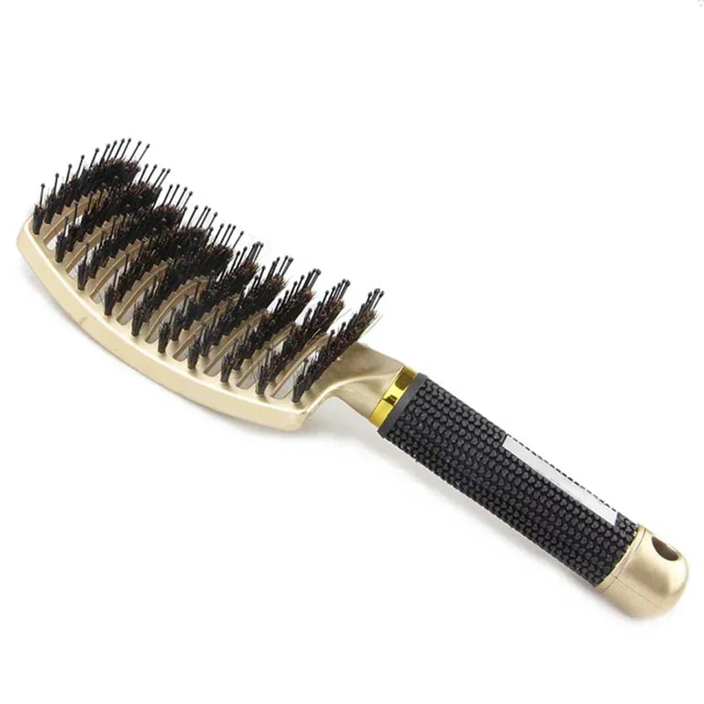 Brosse à cheveux peigne de Massage du cuir chevelu brosse à cheveux poils de sanglier en Nylon femmes humide bouclés démêlant brosse à cheveux Salon de coiffure outil de coiffure