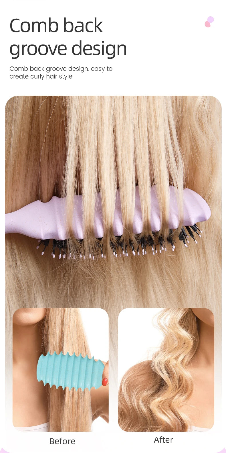 Brosse coiffante pour cheveux bouclés Candy Bursh: boucles définies sur cheveux mouillés, poils en Nylon, peigne démêlant et volumateur pour tous les types de cheveux, 1 pièce
