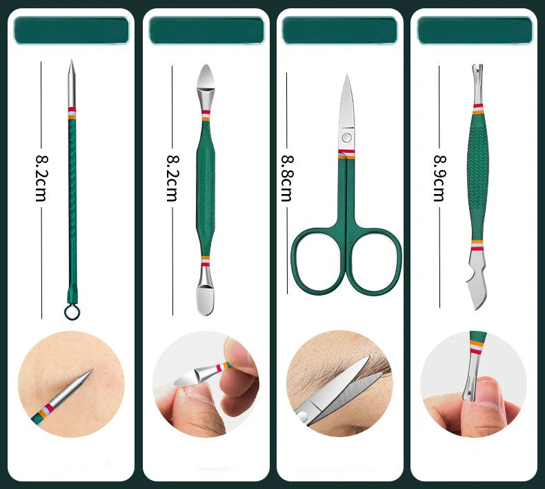 Ensemble de coupe-ongles en acier inoxydable, avec sac pliant, Kits de coupe de manucure, ciseaux, outil de maquillage et de beauté, 12 à 16 pièces/ensemble
