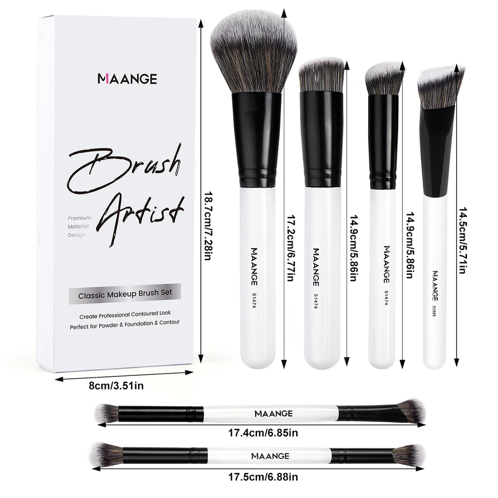 MAANGE – ensemble de pinceaux de maquillage, 6 pièces, poudre douce et Dense, correcteur de fond de teint, pinceaux de détail, mélange de maquillage professionnel, cadeau de beauté