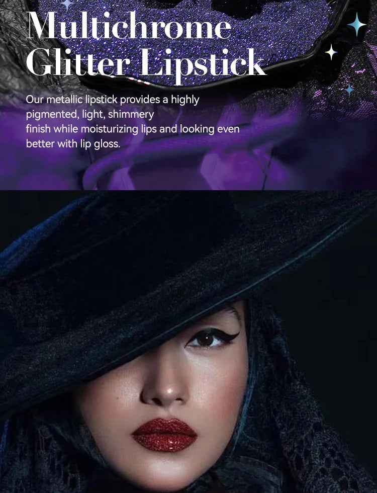 Rouge à lèvres à paillettes, 6 couleurs, imperméable, longue durée, diamant nacré, métallique, noir, maquillage pour femmes, cosmétique