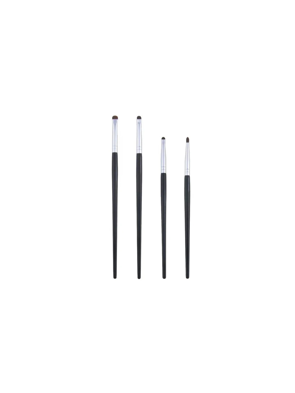 1 lot de 4 pinceaux de maquillage pour détails des yeux noirs, poils de poney, ombre à paupières de précision couchée, ver à soie, applicateur d'eye-liner éclaircissant, petit