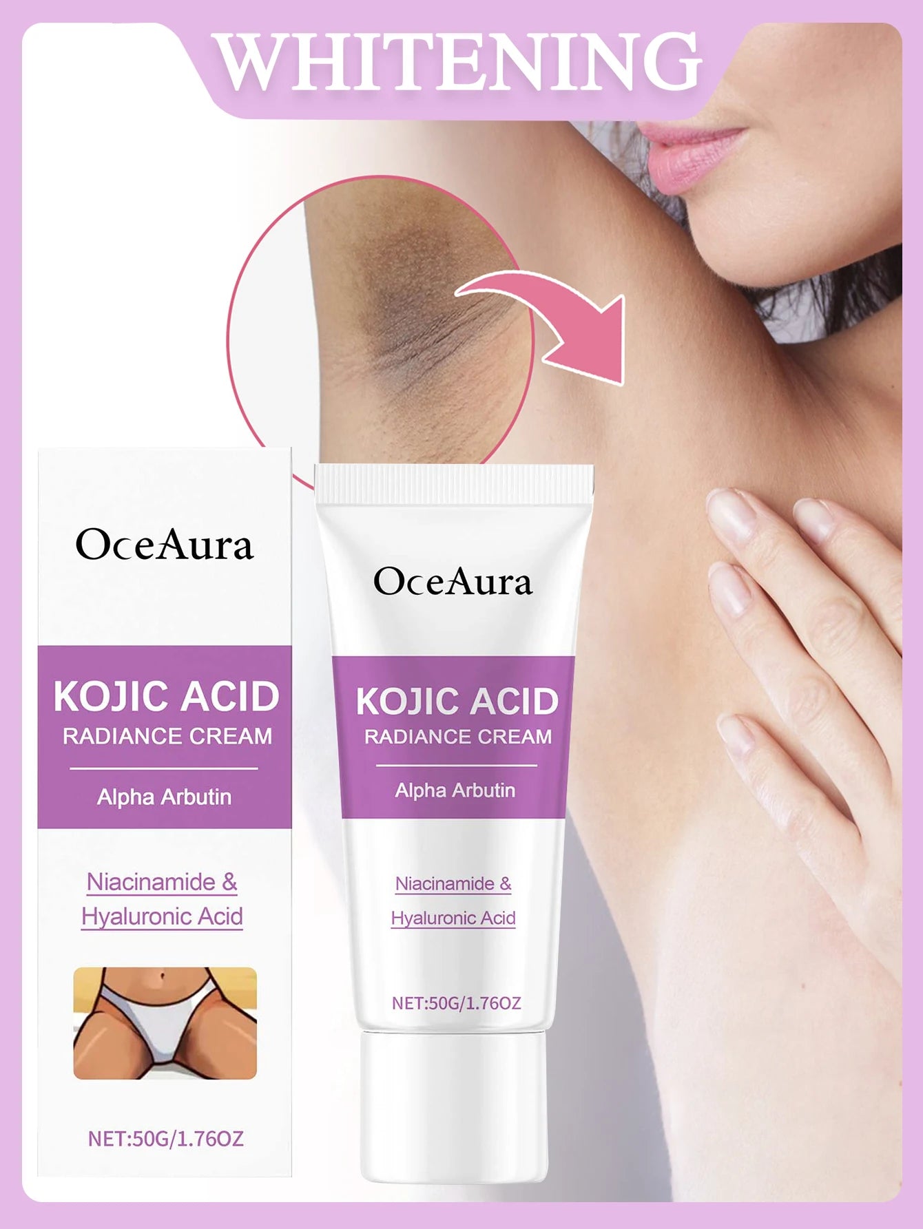 Crème blanchissante pour le corps 50g, blanchiment des parties intimes féminines, soin rafraîchissant, soin quotidien, crème blanchissante pour les aisselles