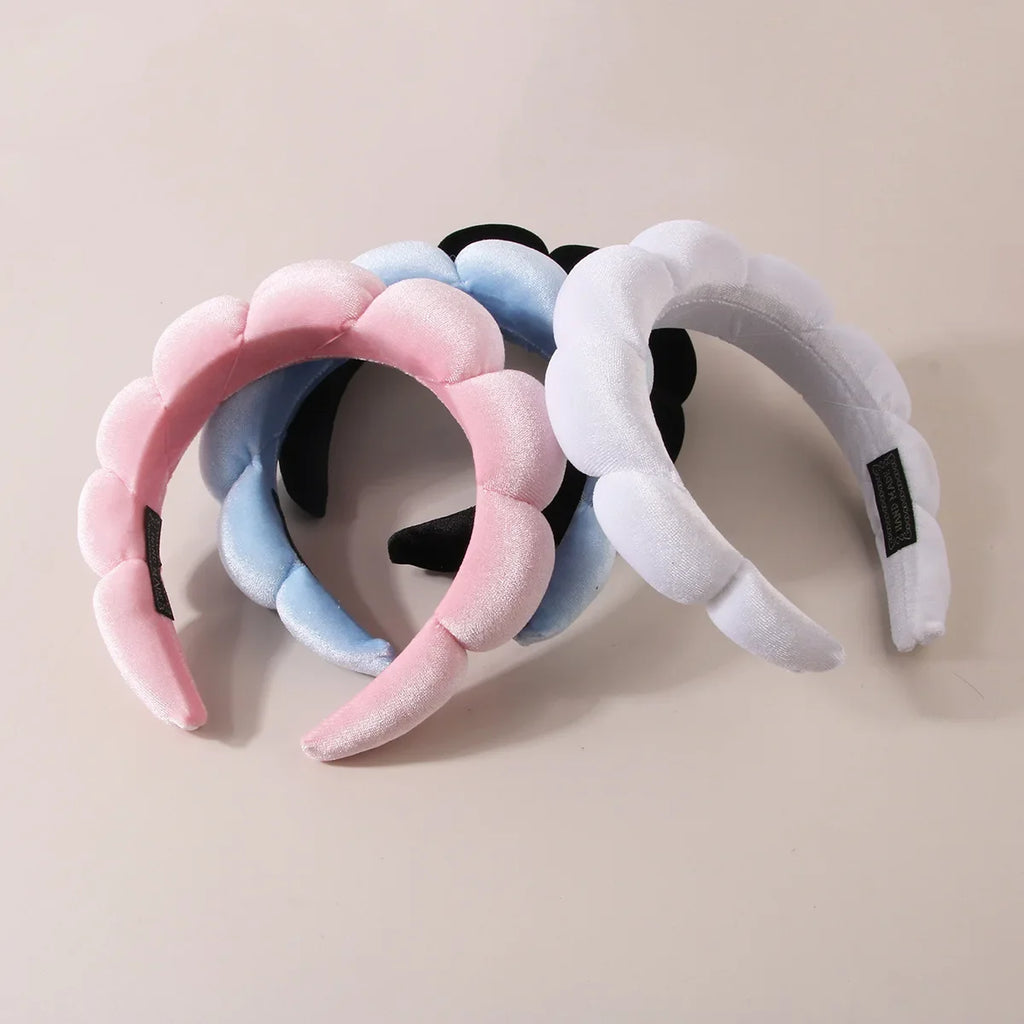 Bandeaux de sauna en éponge bouffante pour femmes et filles, masque facial de yoga, cheveux de sport, lavage du visage, soins de la peau, spa de maquillage, 3 pièces par ensemble