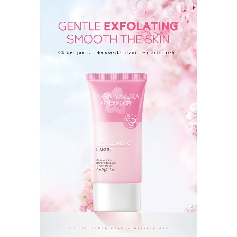 LAIKOU Sakura Peeling Gel Exfoliation du visage nettoie les Pores hydratant contrôle de l'huile 60g