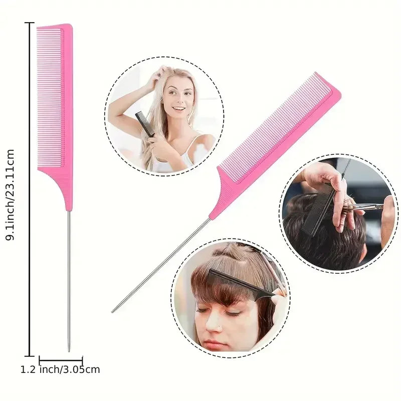 Ensemble démêlant et coiffant 5 pièces: brosse de contrôle des bords de peigne à queue de Rat incurvée Curl Candy Bursh – Parfaite pour les résultats de qualité Salon