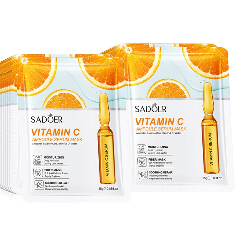 10 pièces SADOER 24K or vitamine C acide hyaluronique masque Facial hydratant raffermissant hydratant masques faciaux produits de soins de la peau