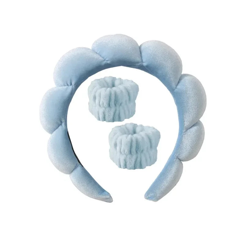 Bandeaux de sauna en éponge bouffante pour femmes et filles, masque facial de yoga, cheveux de sport, lavage du visage, soins de la peau, spa de maquillage, 3 pièces par ensemble