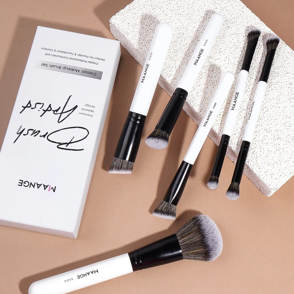 MAANGE – ensemble de pinceaux de maquillage, 6 pièces, poudre douce et Dense, correcteur de fond de teint, pinceaux de détail, mélange de maquillage professionnel, cadeau de beauté
