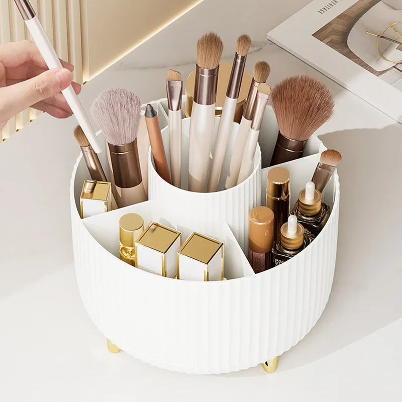 Boîte de rangement cosmétique de bureau rotative à 360 degrés, grande capacité pour rouge à lèvres portable, pinceau de maquillage, porte-stylo