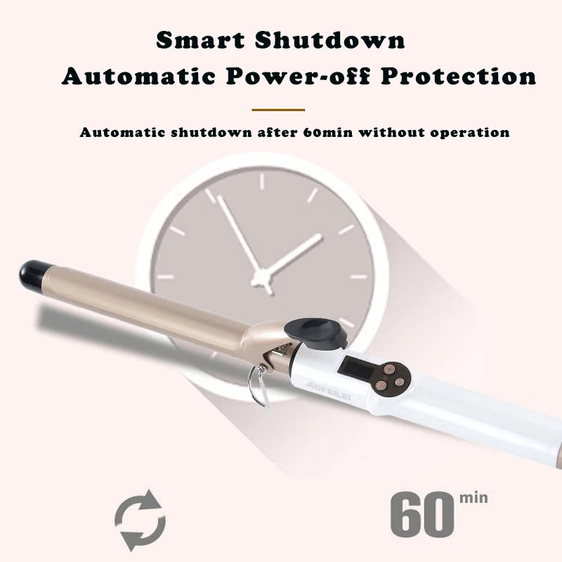 Fer à friser électrique professionnel, bigoudis en céramique, LCD, boucles à rouleaux, baguette ondulée, outils de coiffage à la mode