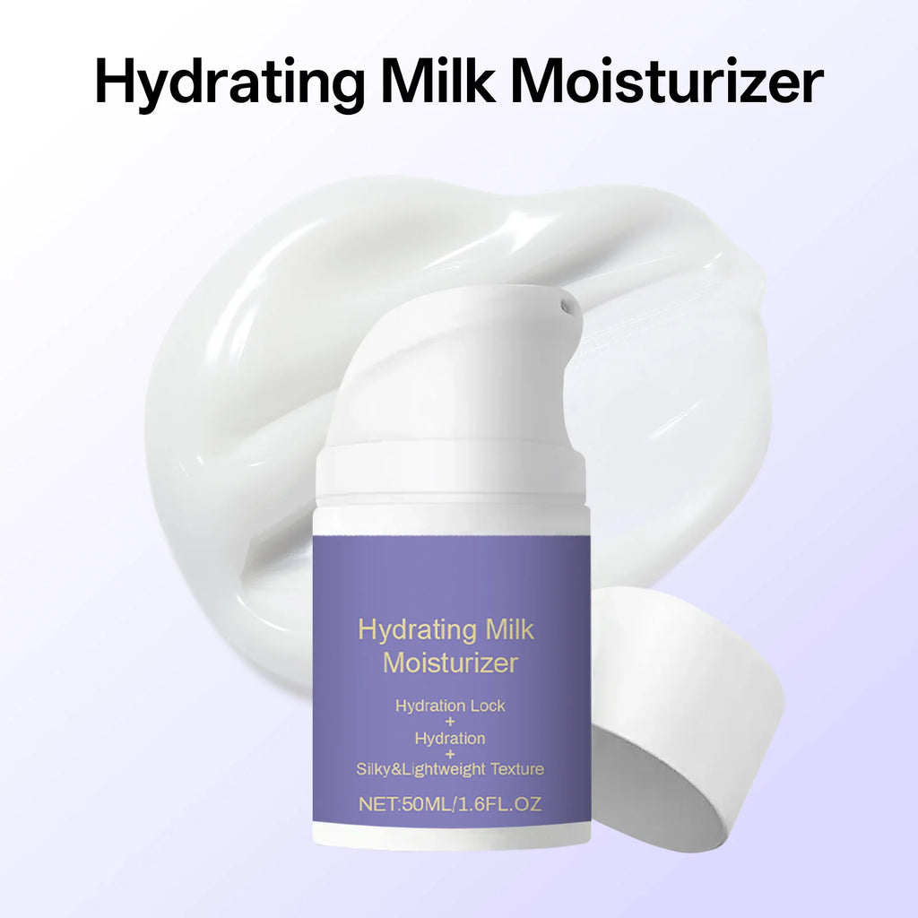 Crème hydratante au lait 50ml, crème hydratante en profondeur, beurre de karité et glycérine, barrière réparatrice, estompe les ridules, Non grasse pour toutes les peaux
