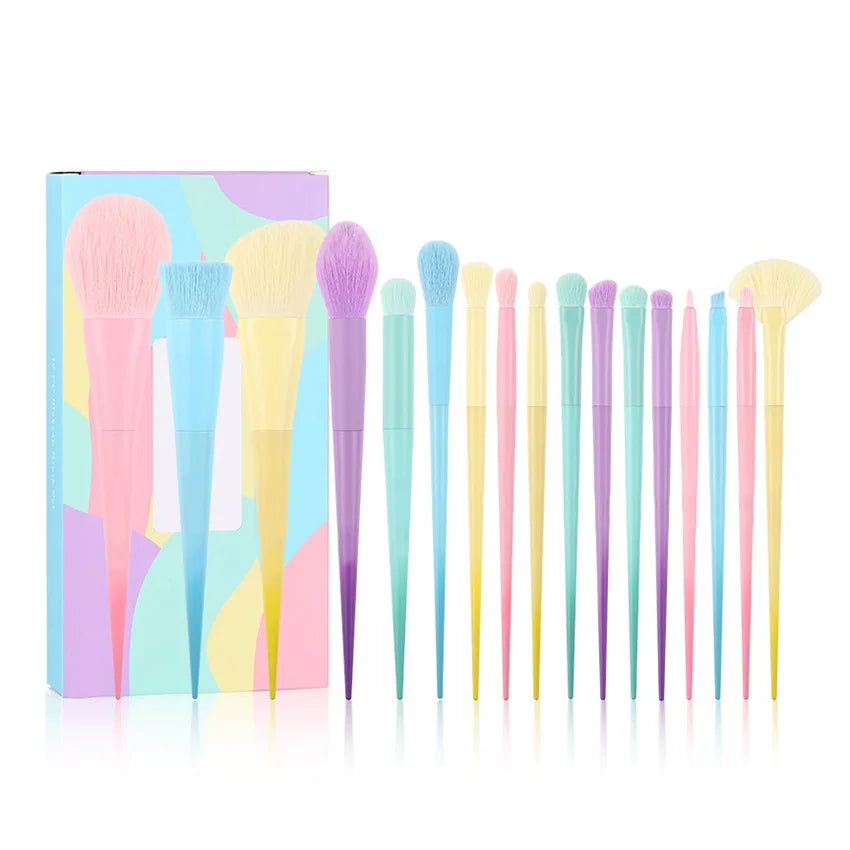 17 pinceaux de maquillage multicolores pinceaux de couleur ensemble de pinceaux de maquillage outils de maquillage ensemble complet