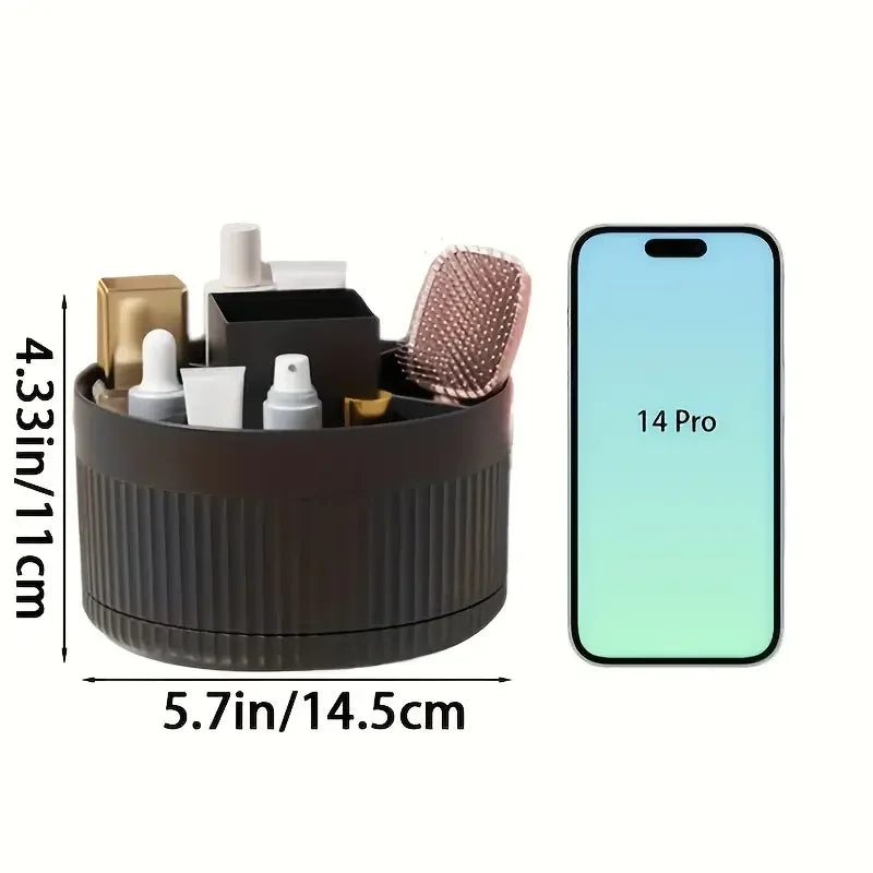 360 °   Boîte de rangement rotative, organisateur de maquillage de bureau, porte-brosse cosmétique, rouge à lèvres, porte-crayon à sourcils, conteneur de bijoux