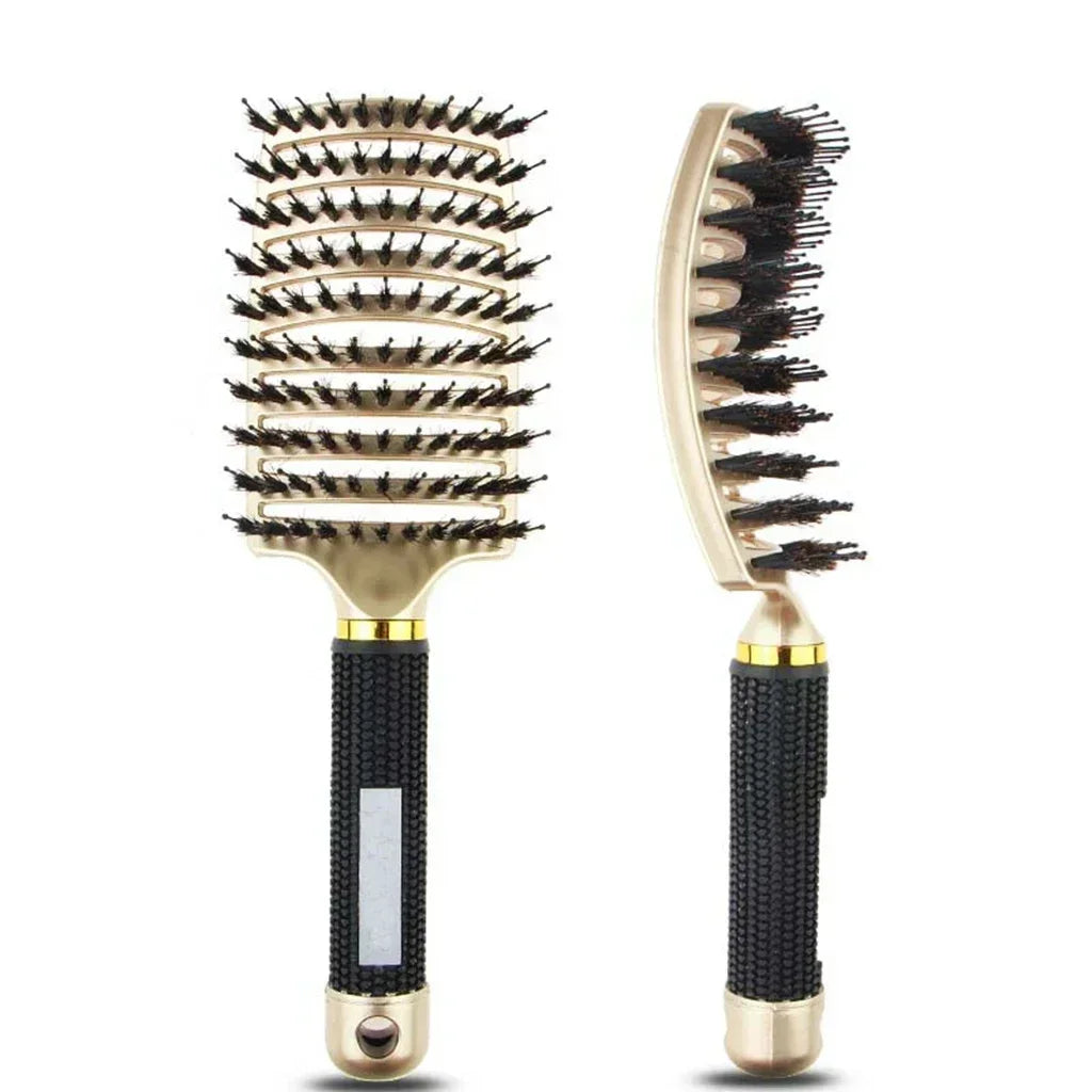 Brosse à cheveux peigne de Massage du cuir chevelu brosse à cheveux poils de sanglier en Nylon femmes humide bouclés démêlant brosse à cheveux Salon de coiffure outil de coiffure