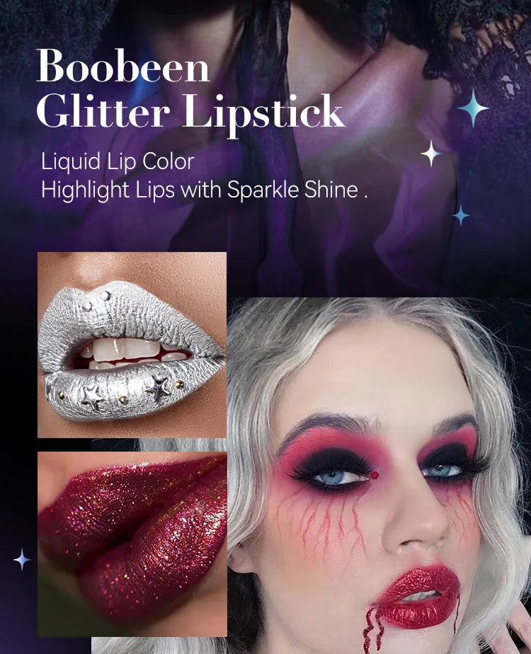 Rouge à lèvres à paillettes, 6 couleurs, imperméable, longue durée, diamant nacré, métallique, noir, maquillage pour femmes, cosmétique