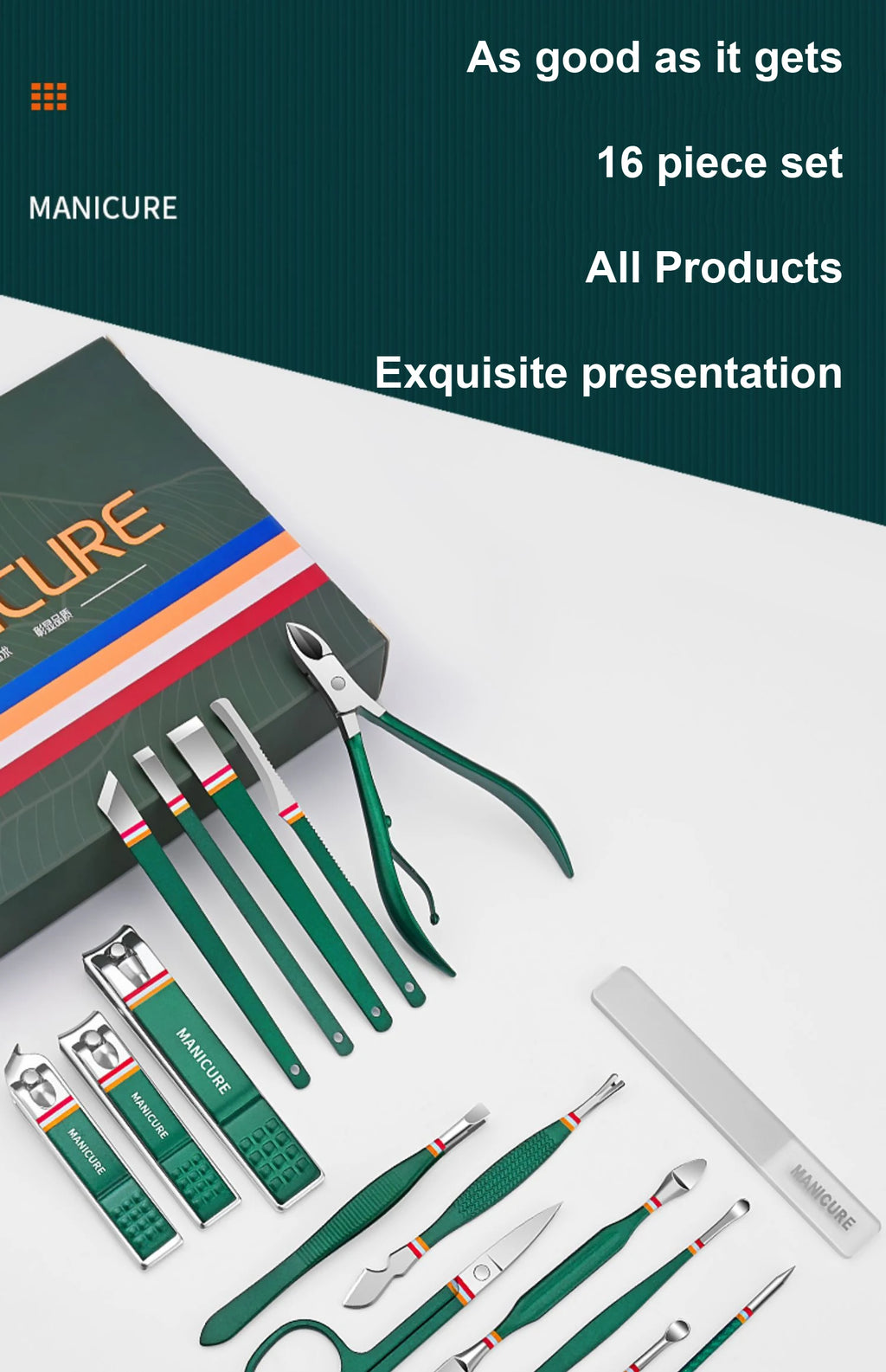 Ensemble de coupe-ongles en acier inoxydable, avec sac pliant, Kits de coupe de manucure, ciseaux, outil de maquillage et de beauté, 12 à 16 pièces/ensemble