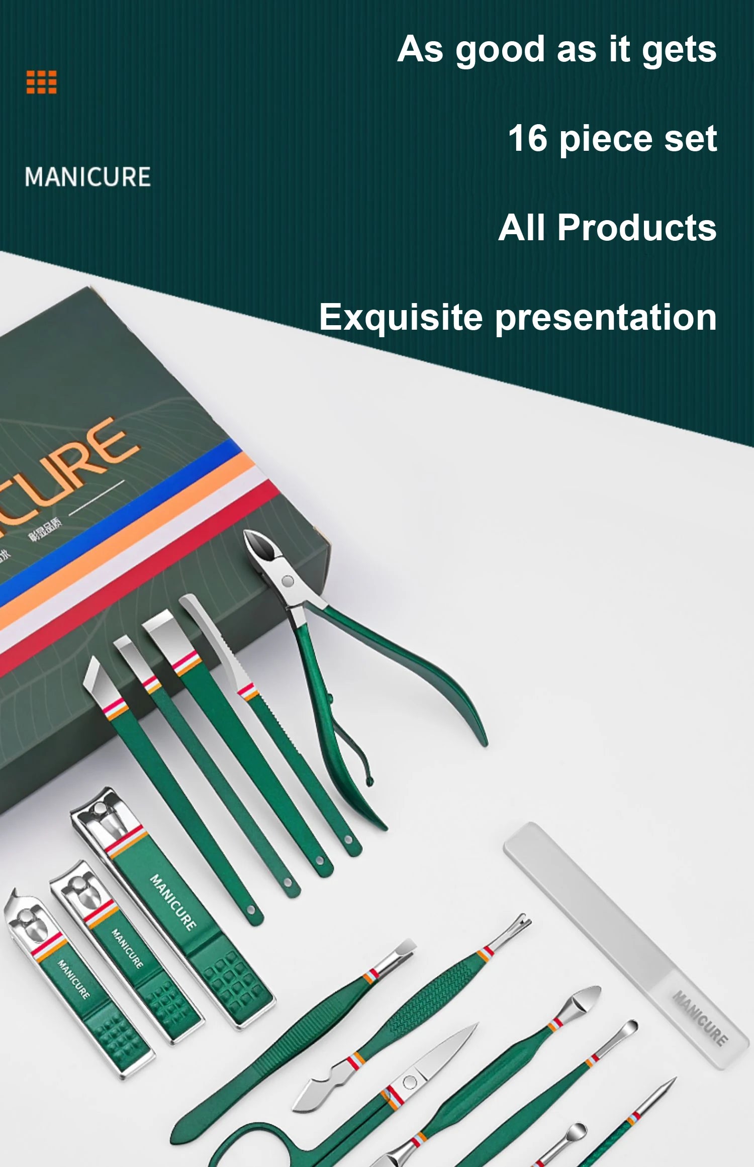 Ensemble de coupe-ongles en acier inoxydable, avec sac pliant, Kits de coupe de manucure, ciseaux, outil de maquillage et de beauté, 12 à 16 pièces/ensemble