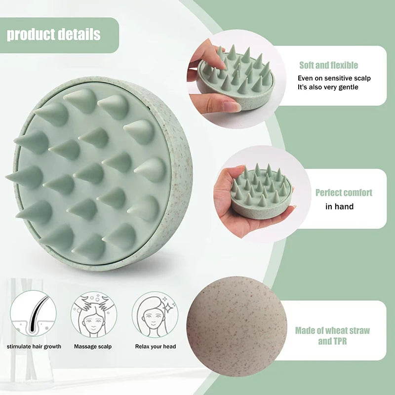 Brosse de lavage des cheveux TPE + paille de blé, brosse de lavage des cheveux, brosse de tête du cuir chevelu, peigne anti-démangeaison, brosse de Massage, outil de coiffure