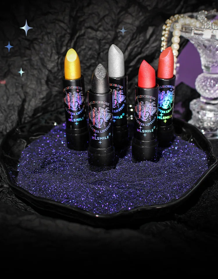 Rouge à lèvres à paillettes, 6 couleurs, imperméable, longue durée, diamant nacré, métallique, noir, maquillage pour femmes, cosmétique