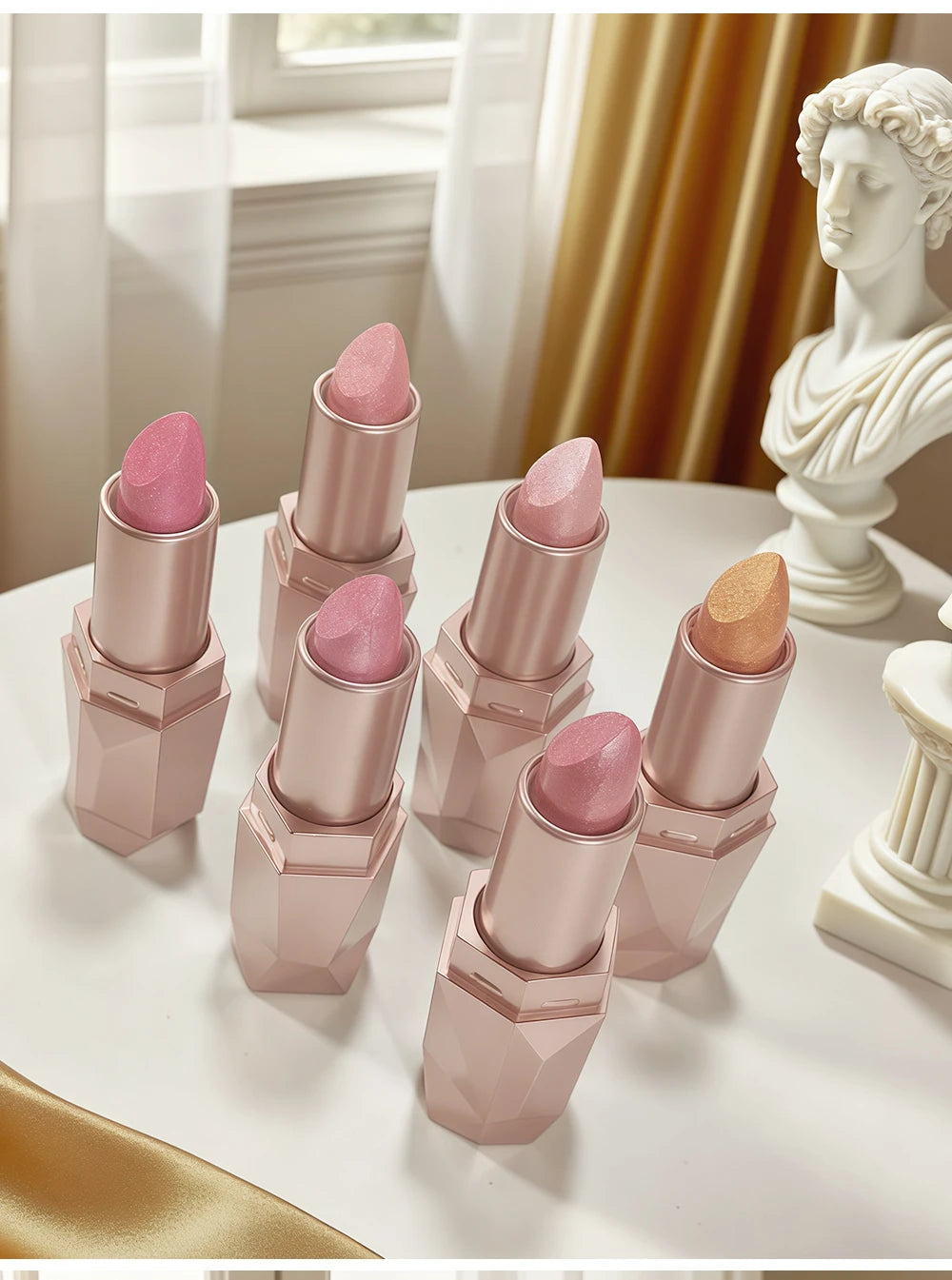 Rouge à lèvres métallique polygone, paillettes longue durée, Orange, rouge, hydratant, lumineux, scintillant, brillant, maquillage