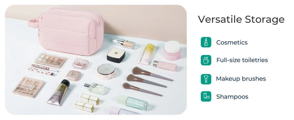 BAGSMART trousse de toilette de voyage sac cosmétique étanche pour femme sac de rangement de produits de soins de la peau de grande capacité sac de bain sec et humide