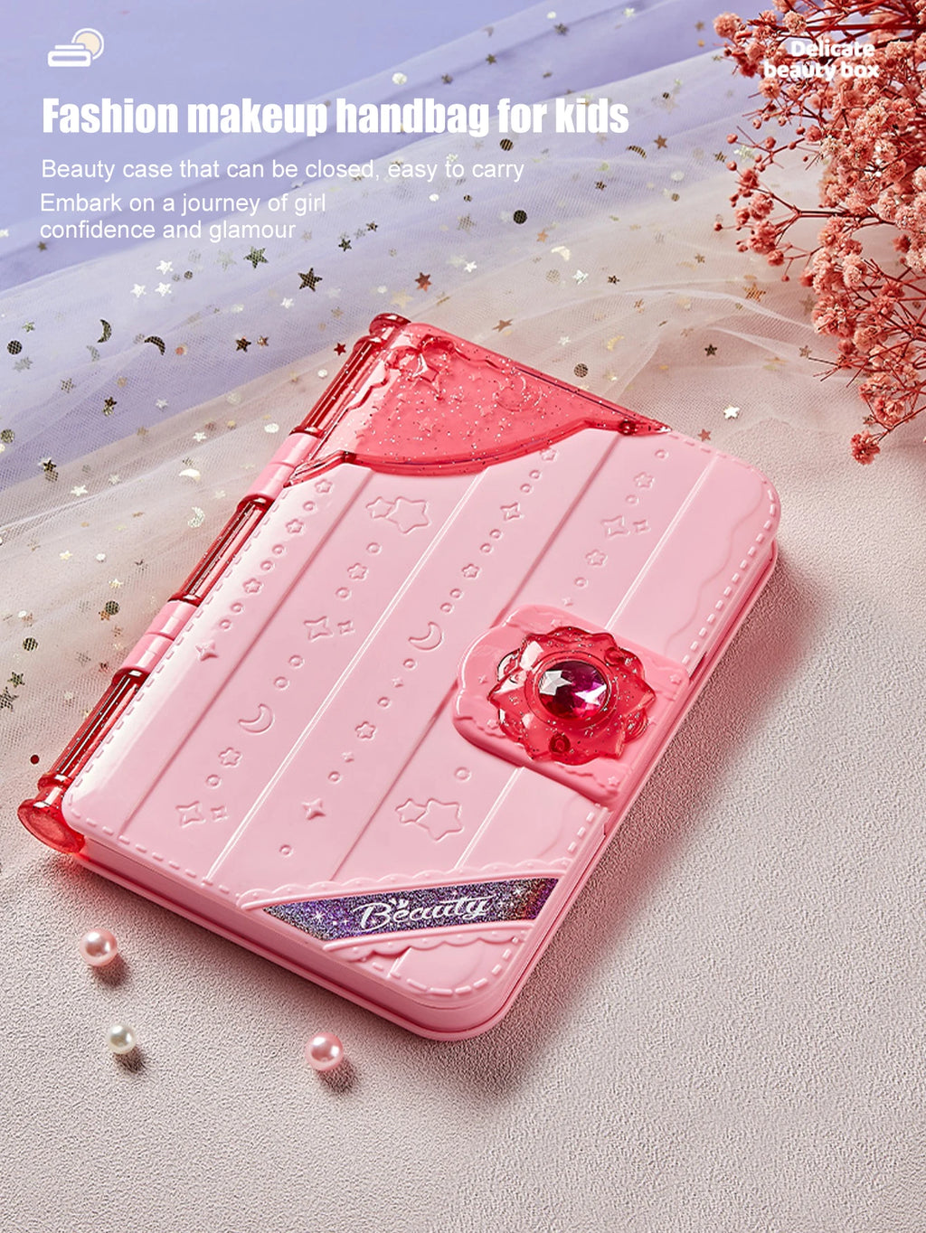 Kit de maquillage pour enfants pour filles, ensemble de jouets de maquillage lavables avec miroir, ensemble de déguisement de beauté, jouets pour enfants de 3 4 5 6 7 8 9 10 11 12 Ye