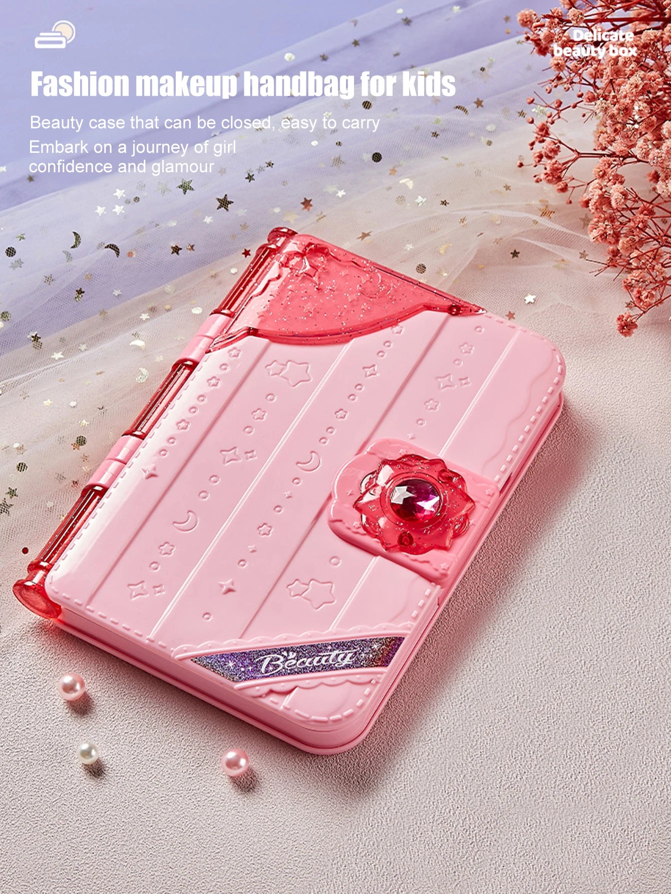 Kit de maquillage pour enfants pour filles, ensemble de jouets de maquillage lavables avec miroir, ensemble de déguisement de beauté, jouets pour enfants de 3 4 5 6 7 8 9 10 11 12 Ye