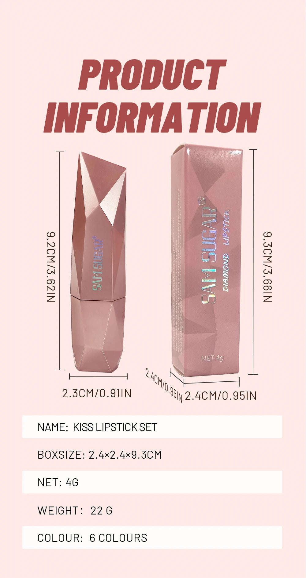 Rouge à lèvres métallique polygone, paillettes longue durée, Orange, rouge, hydratant, lumineux, scintillant, brillant, maquillage