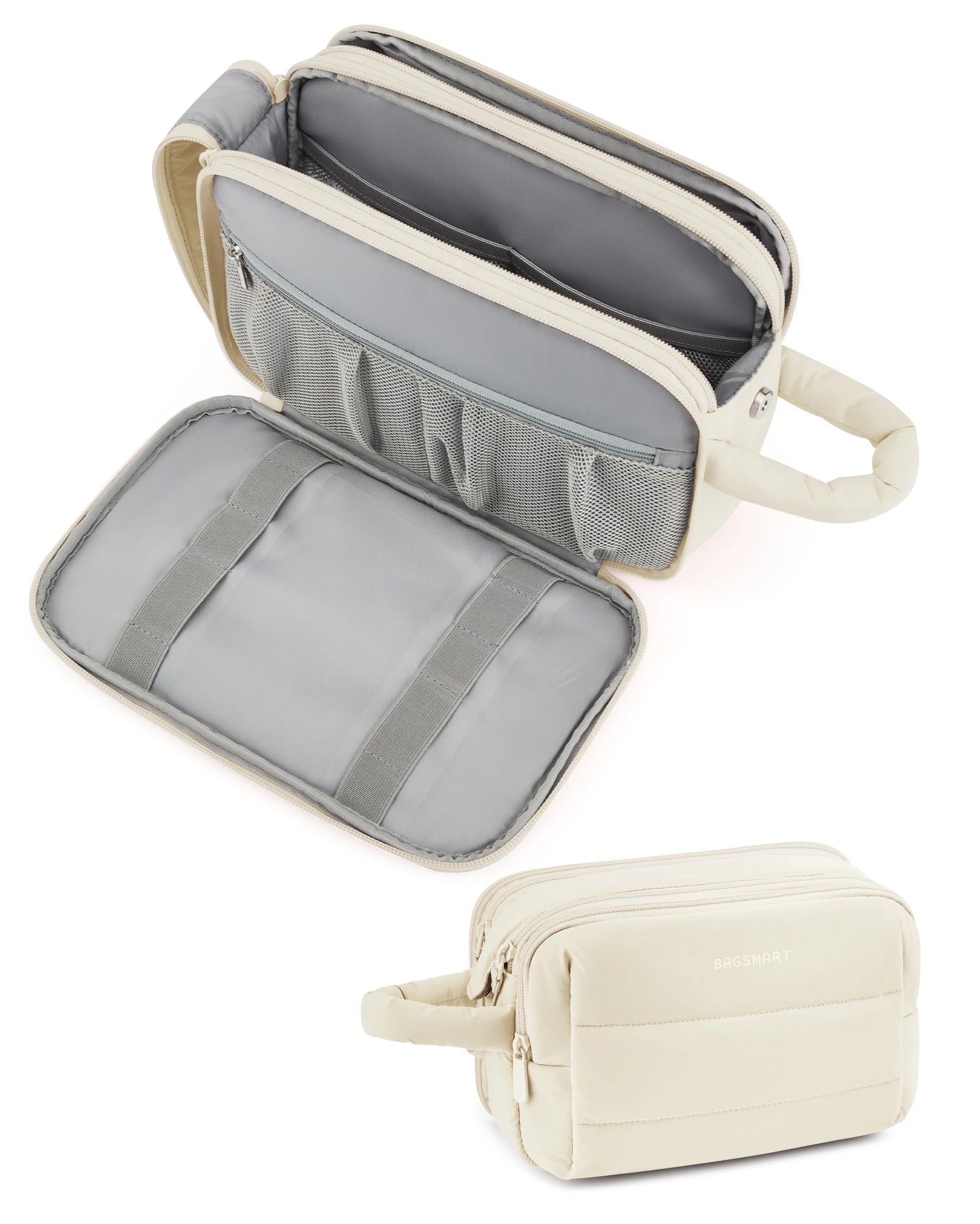 BAGSMART trousse de toilette de voyage sac cosmétique étanche pour femme sac de rangement de produits de soins de la peau de grande capacité sac de bain sec et humide