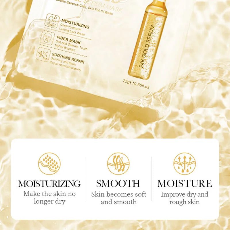 10 pièces SADOER 24K or vitamine C acide hyaluronique masque Facial hydratant raffermissant hydratant masques faciaux produits de soins de la peau