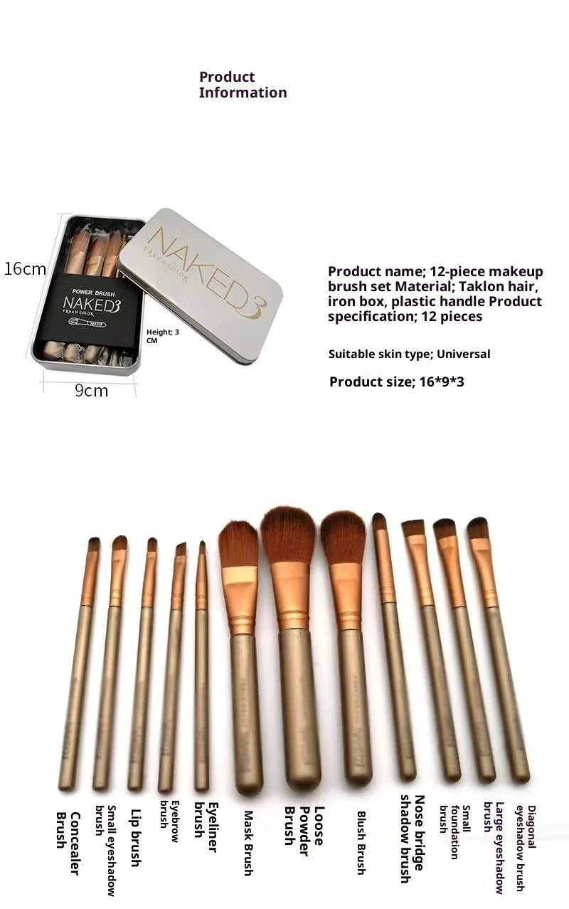 Ensemble de pinceaux de maquillage haut de gamme, poils souples pour un usage facile, outils de maquillage pour le visage, fond de teint, fard à paupières, correcteur, Eyeliner, 12 pièces