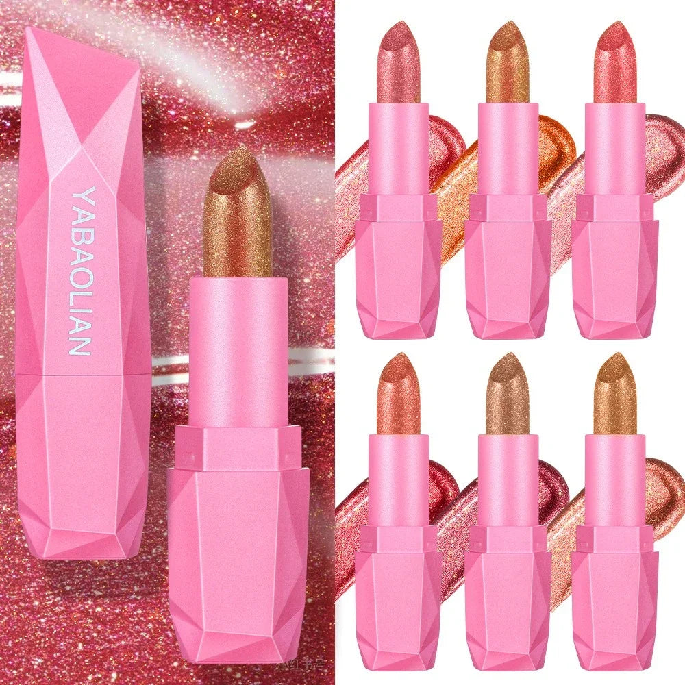 Rouge à lèvres doré à sable mouvant, 6 couleurs, à paillettes fines, hydratant, soyeux, sirène, auureate, maquillage imperméable longue durée pour les lèvres