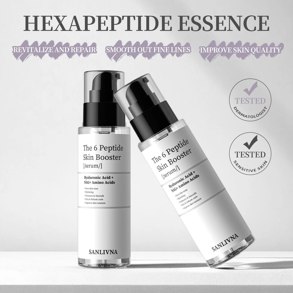 Le ensemble de soins pour la peau rafraîchissant pour le visage à 6 peptides contient du collagène pour améliorer les ridules, éclaircir la peau, hydrate et nourrir