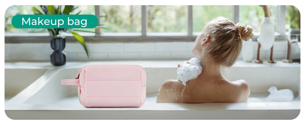 BAGSMART trousse de toilette de voyage sac cosmétique étanche pour femme sac de rangement de produits de soins de la peau de grande capacité sac de bain sec et humide